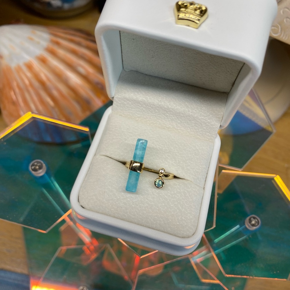 M163 Blue Crystal Resin Gem Ring
